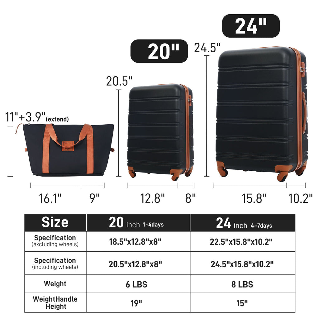 Hardshell Luggage Sets 2 Pieces with Spinner Suitcase and TSA Lock