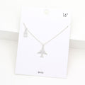 Brass Metal Airplane Suitcase Pendant Necklace