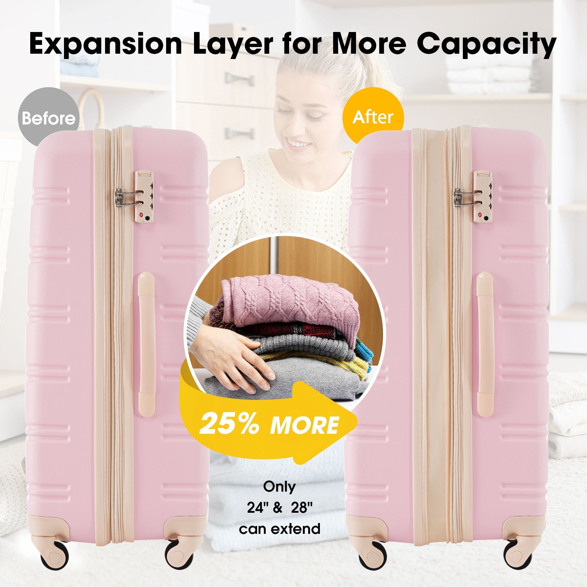 Hardshell Luggage Sets 2 Pieces with Spinner Suitcase and TSA Lock