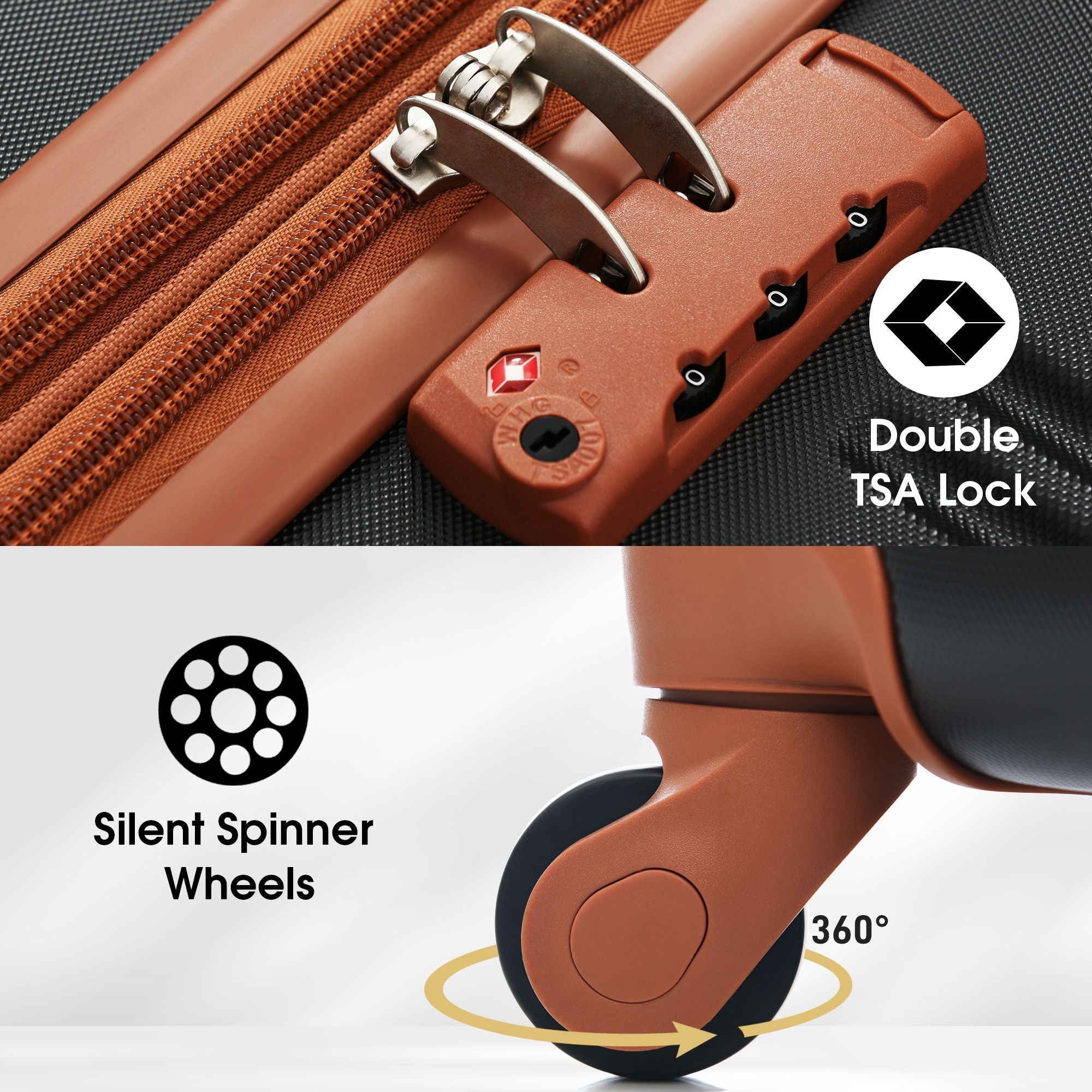 Hardshell Luggage Sets 2 Pieces with Spinner Suitcase and TSA Lock